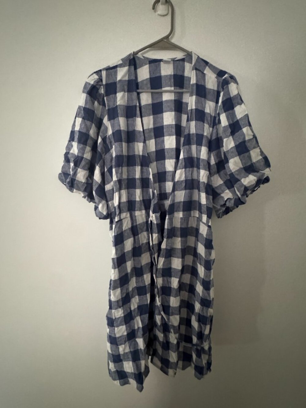 Old Navy Women’s XL Tall Blue White Plaid Open Front Duster Kimono NWT